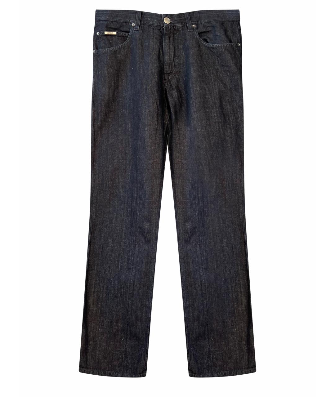 GIORGIO ARMANI Темно-синие хлопковые прямые джинсы, фото 1