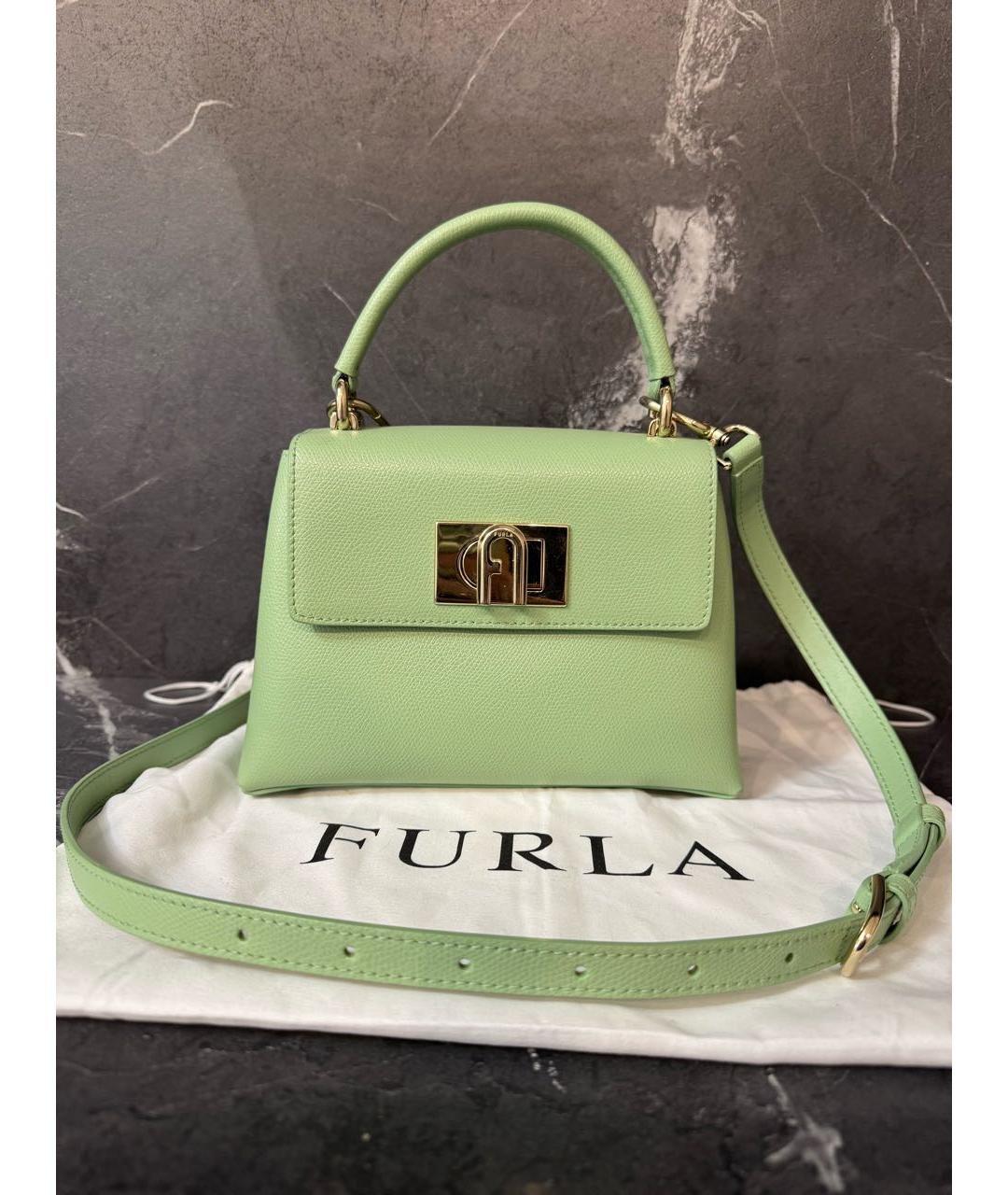 FURLA Салатовая кожаная сумка через плечо, фото 9