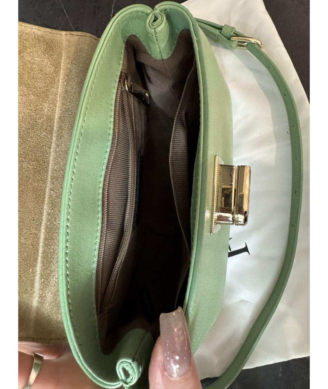 FURLA Салатовая кожаная сумка через плечо, фото 4