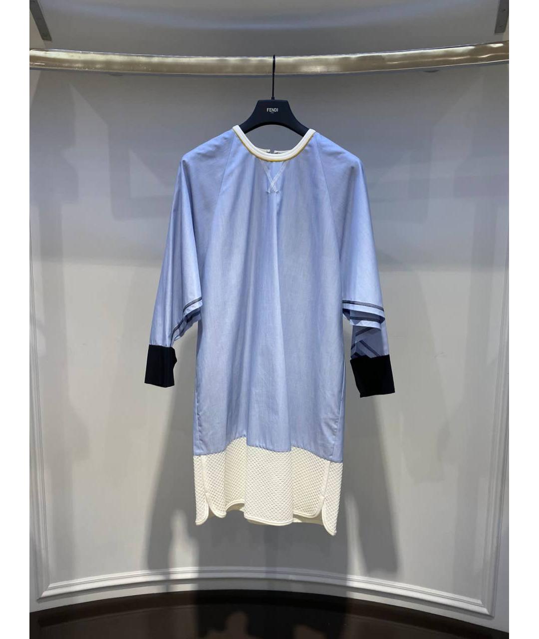 FENDI Голубое хлопковое повседневное платье, фото 3