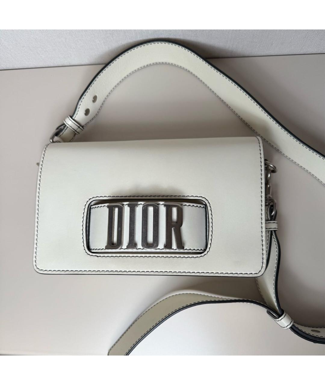 CHRISTIAN DIOR Белая кожаная сумка через плечо, фото 7