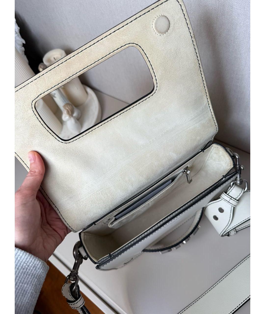 CHRISTIAN DIOR Белая кожаная сумка через плечо, фото 4