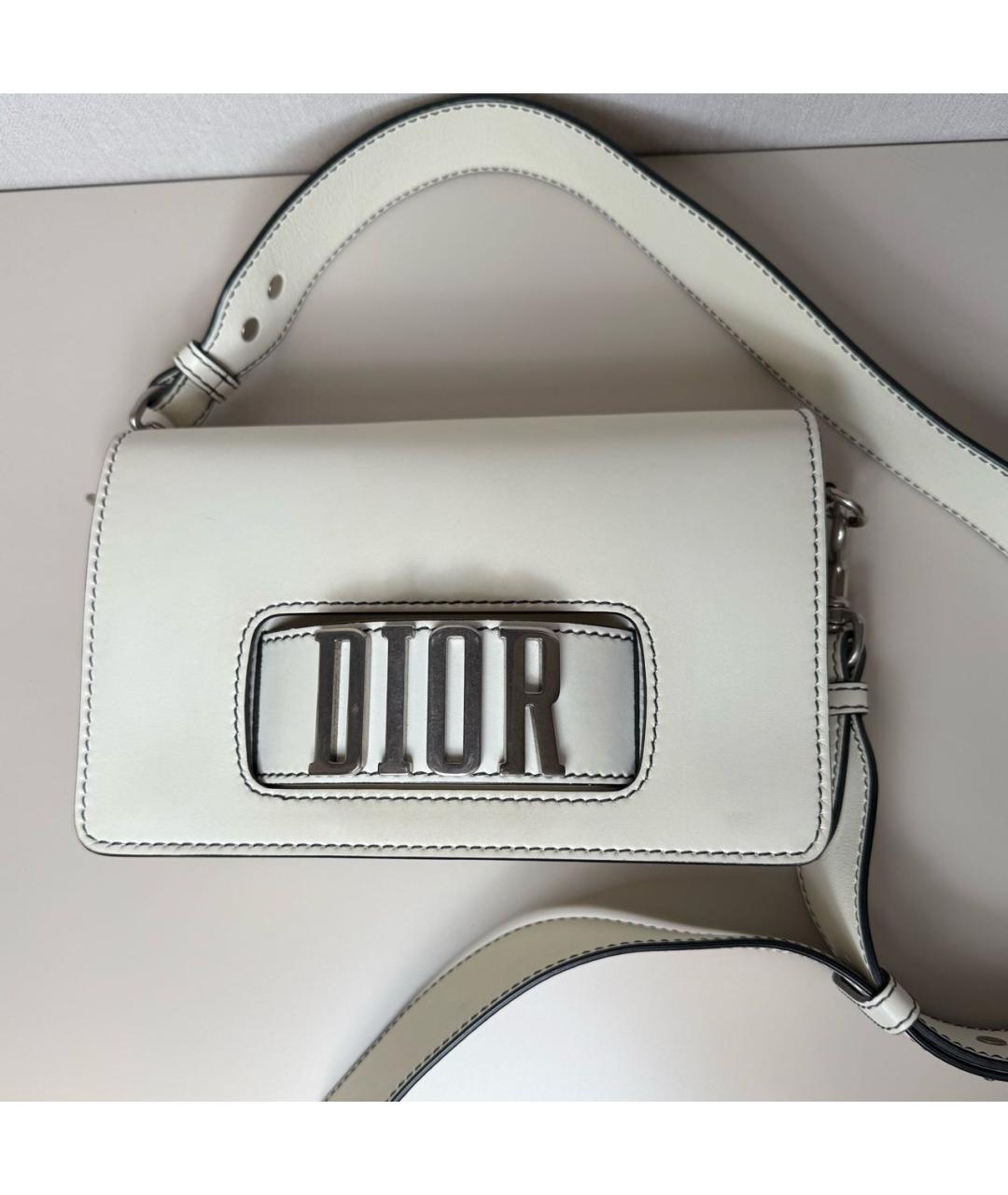 CHRISTIAN DIOR Белая кожаная сумка через плечо, фото 3