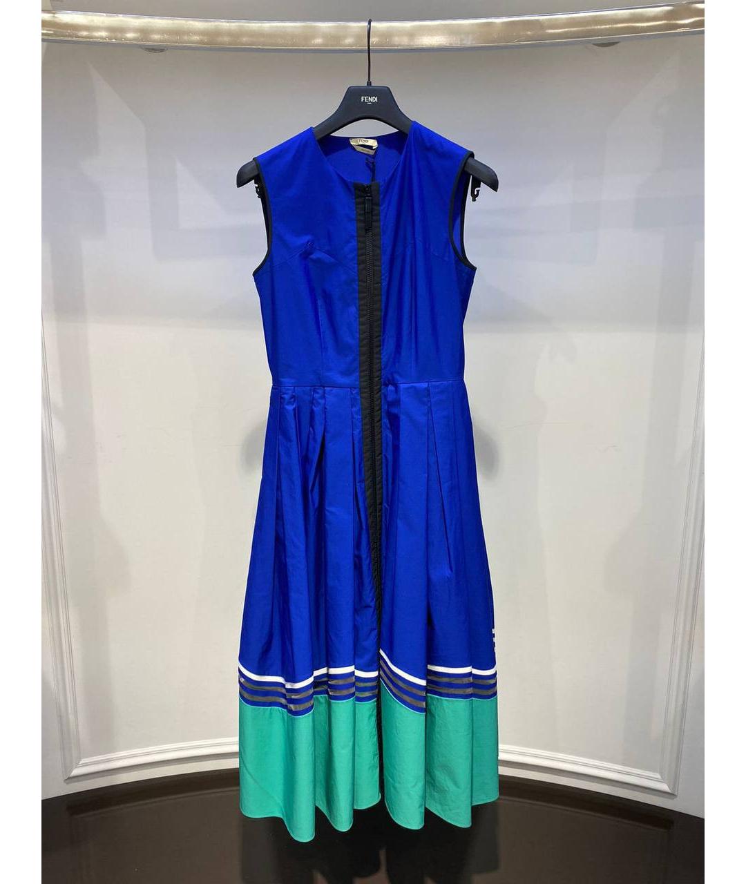 FENDI Синее хлопковое повседневное платье, фото 2