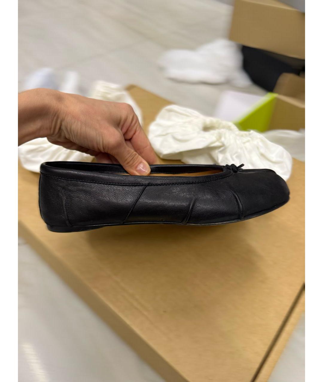 MAISON MARGIELA Черные кожаные балетки, фото 7