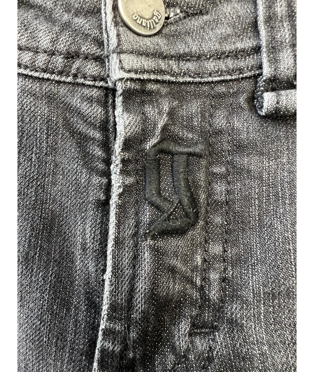 JOHN GALLIANO Антрацитовые хлопковые прямые джинсы, фото 4