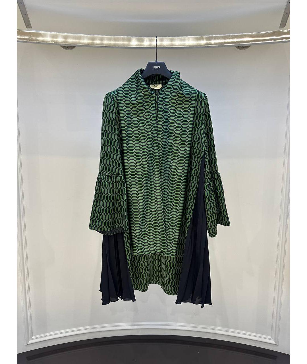 FENDI Зеленые шелковое вечернее платье, фото 2
