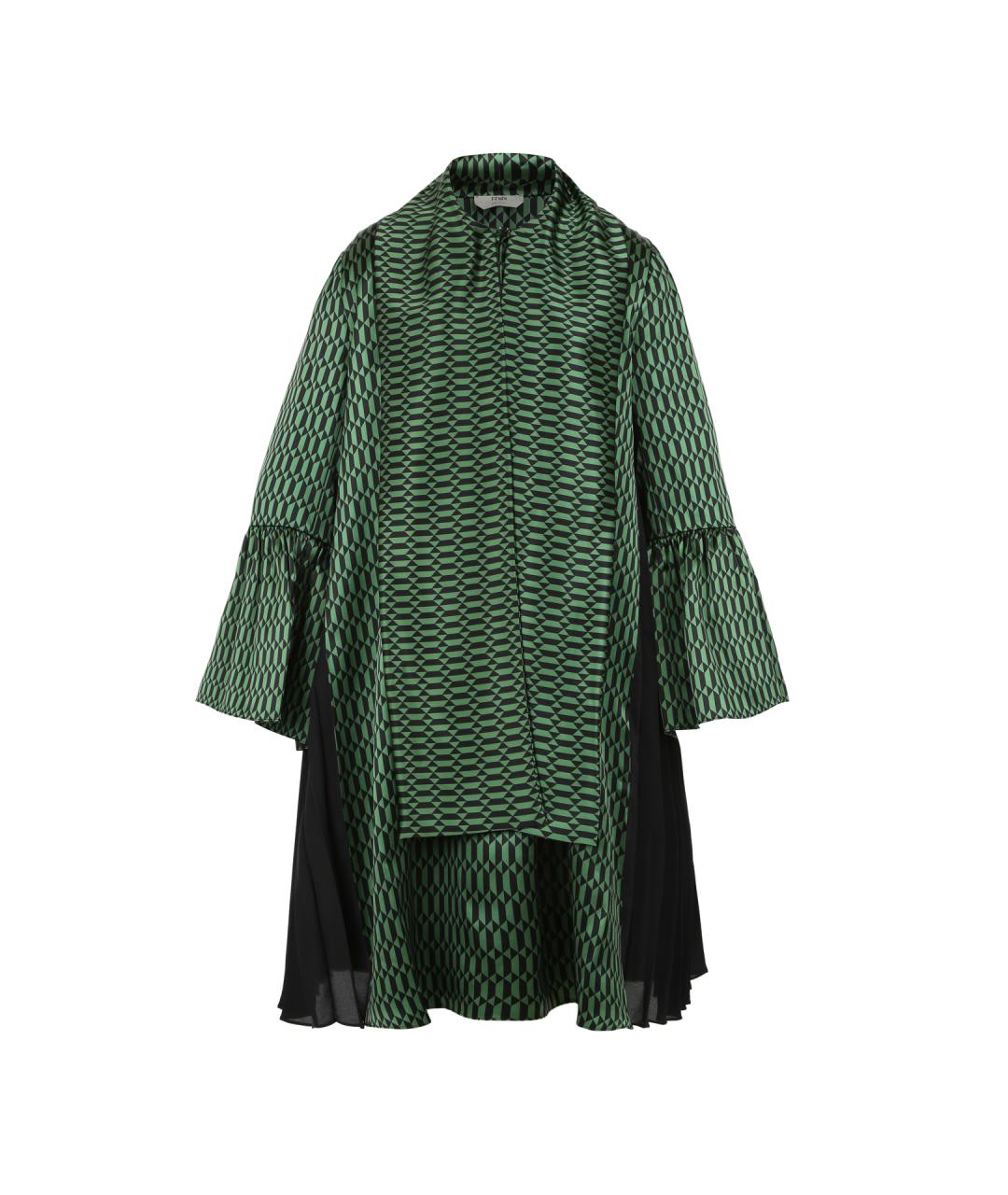 FENDI Зеленые шелковое вечернее платье, фото 1