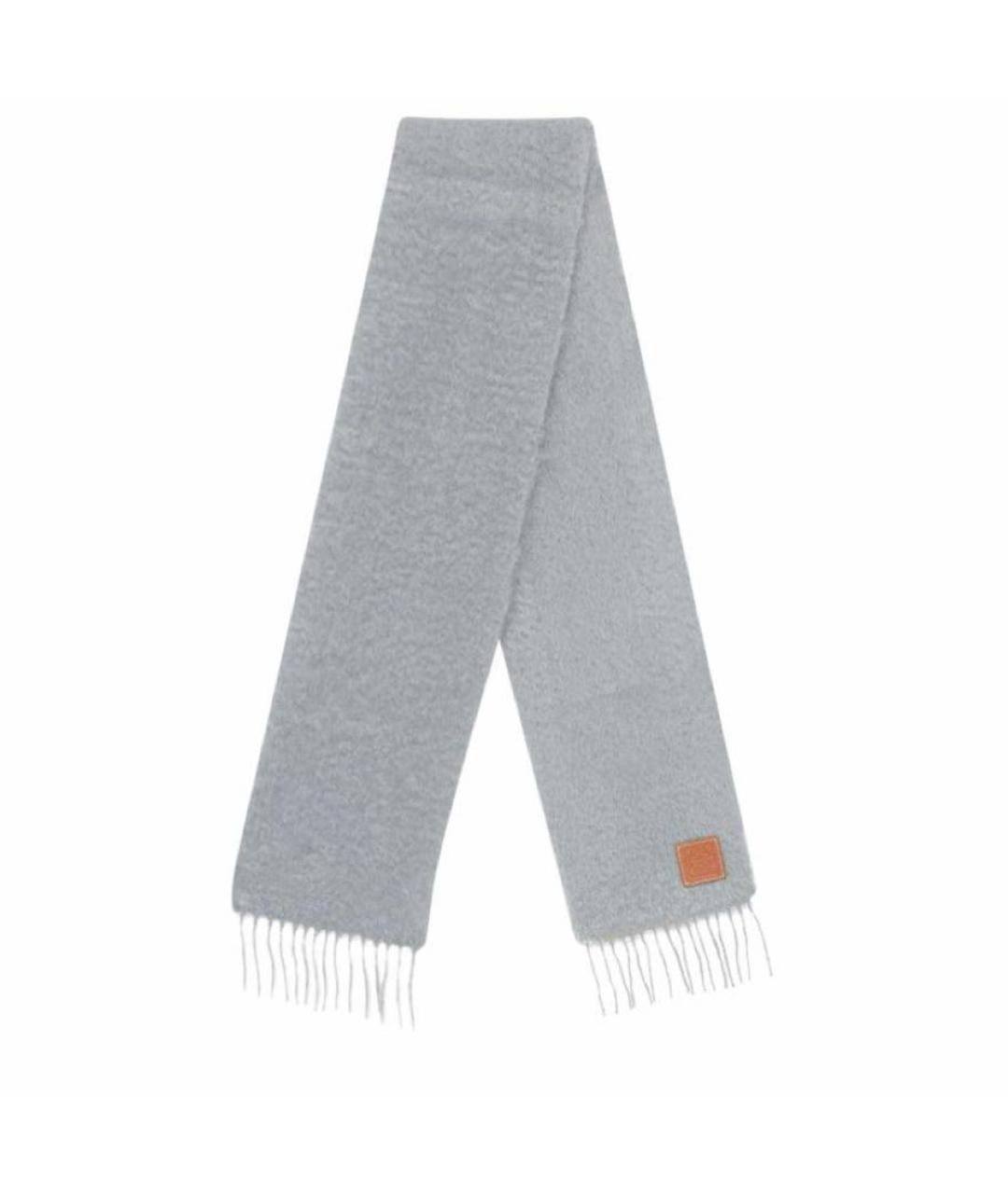LOEWE Серый шерстяной шарф, фото 1