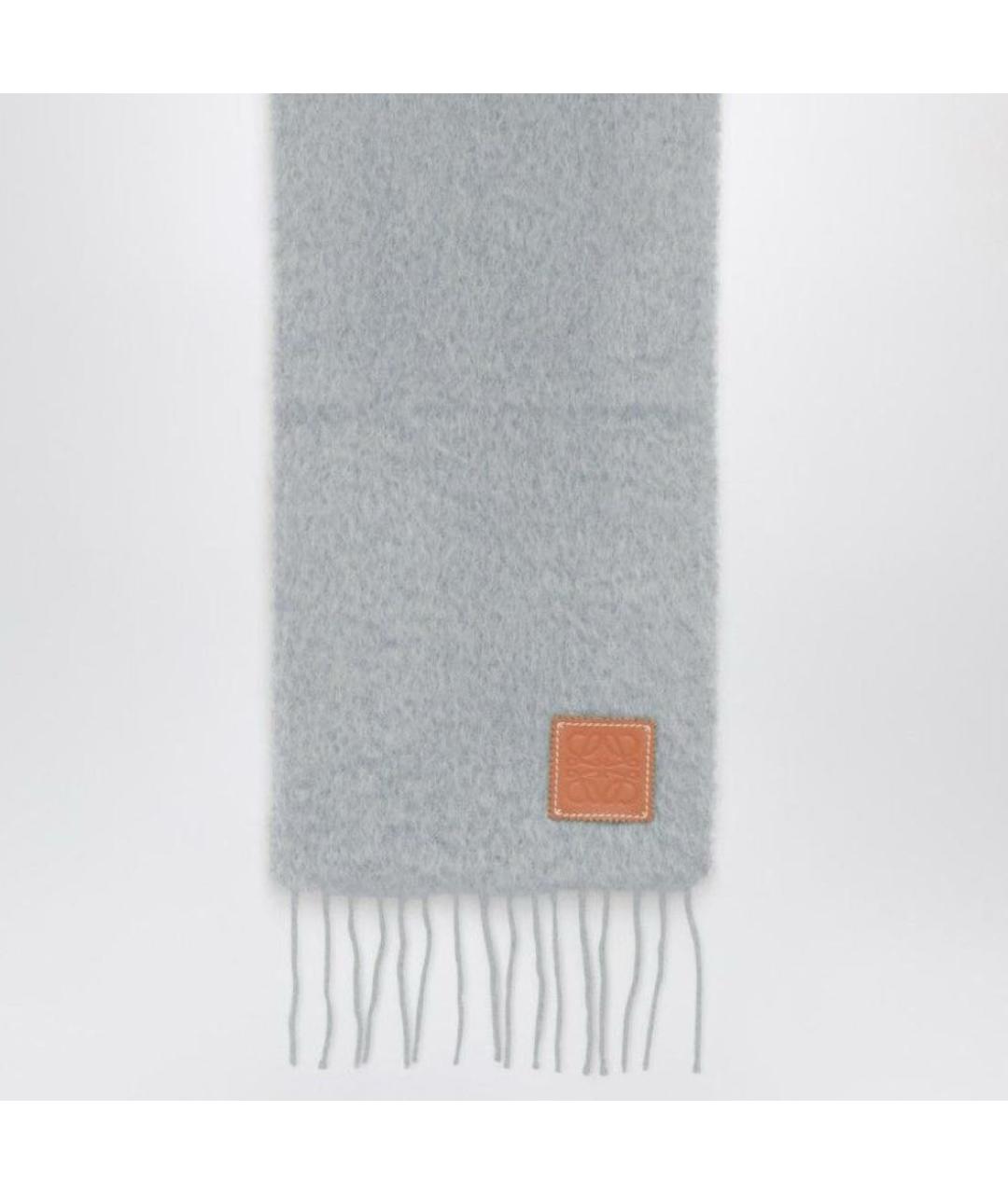 LOEWE Серый шерстяной шарф, фото 2