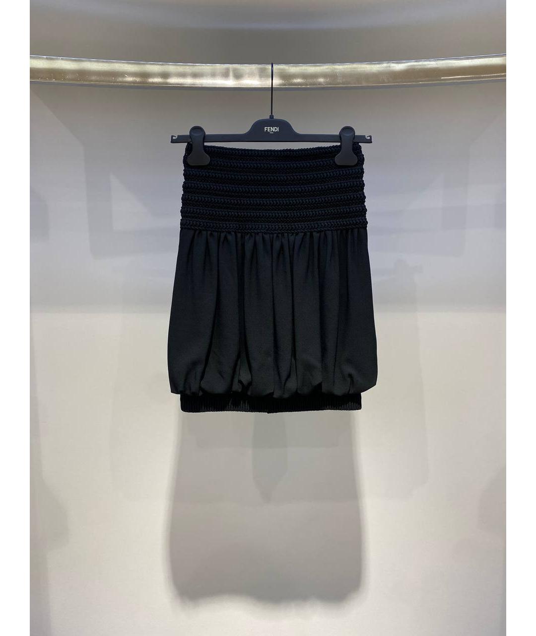 FENDI Черная ацетатная юбка мини, фото 4