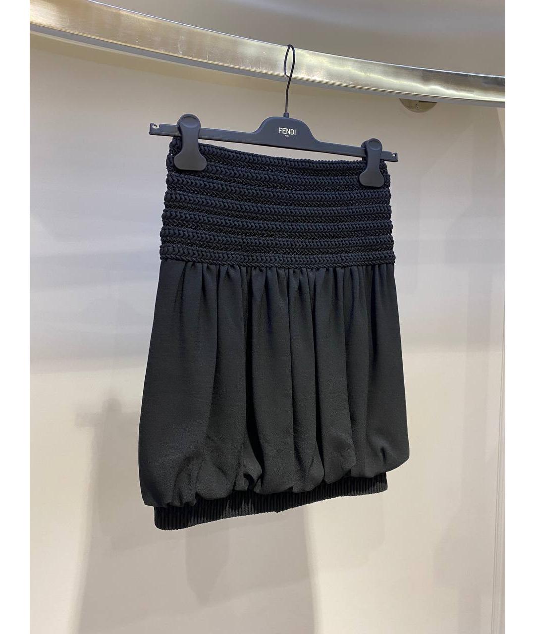 FENDI Черная ацетатная юбка мини, фото 3
