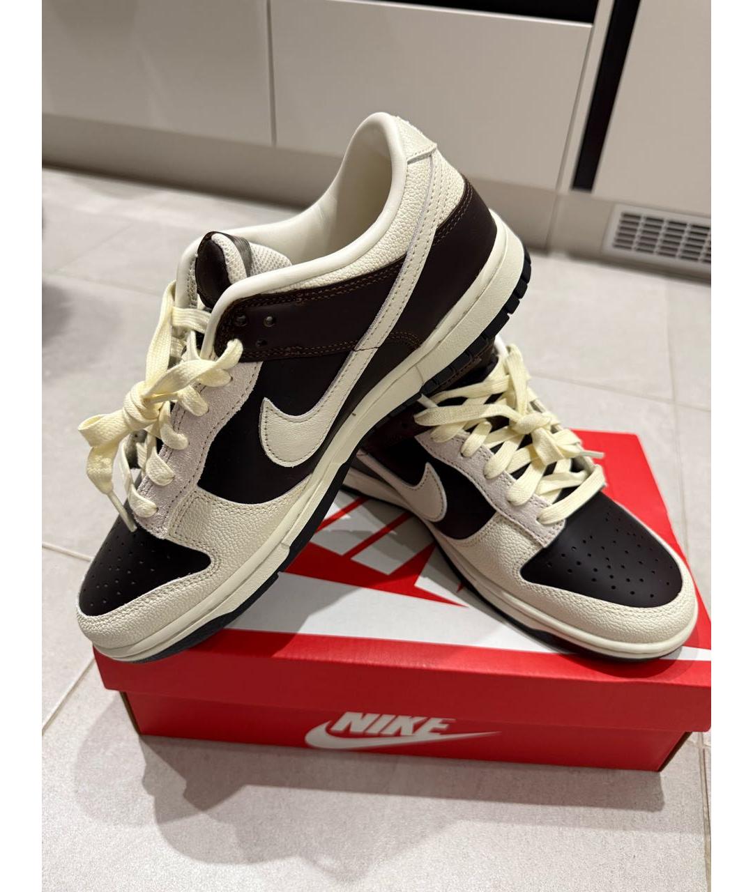 NIKE Коричневые кожаные кроссовки, фото 5