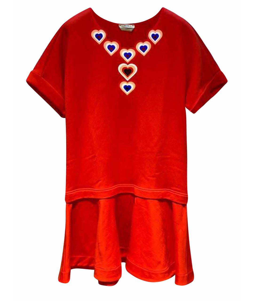 FENDI Красное хлопковое повседневное платье, фото 1