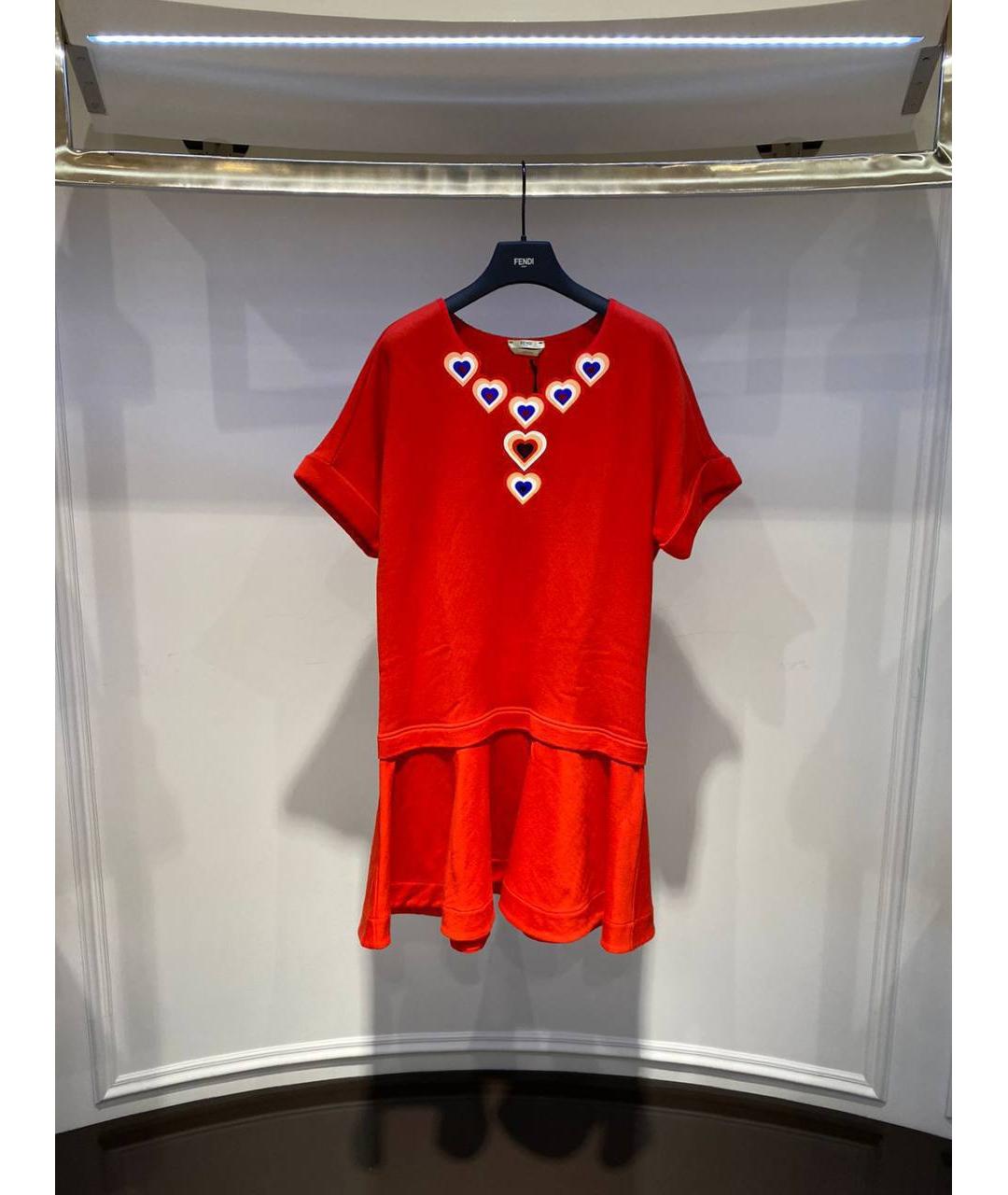FENDI Красное хлопковое повседневное платье, фото 3