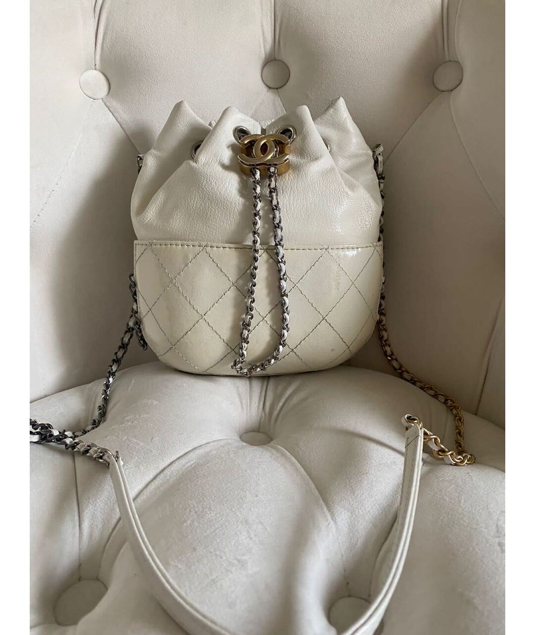 CHANEL PRE-OWNED Белая кожаная сумка через плечо, фото 2