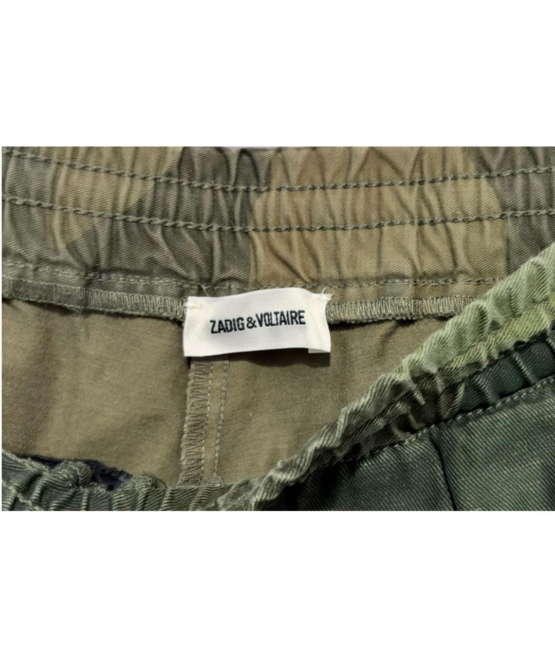 ZADIG & VOLTAIRE Хаки хлопковые прямые брюки, фото 5