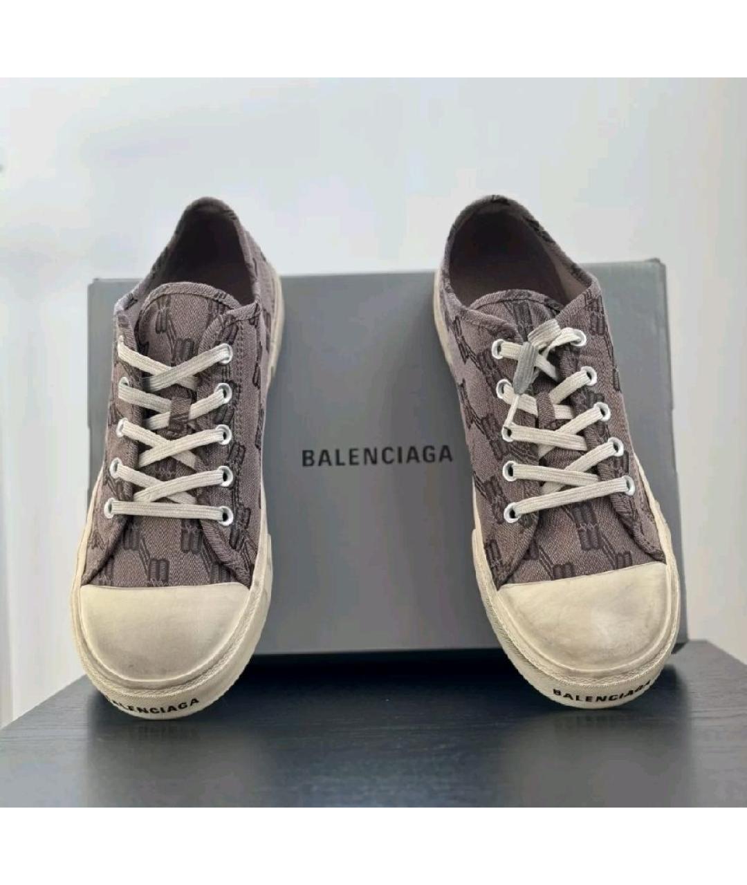 BALENCIAGA Коричневые текстильные кеды, фото 2
