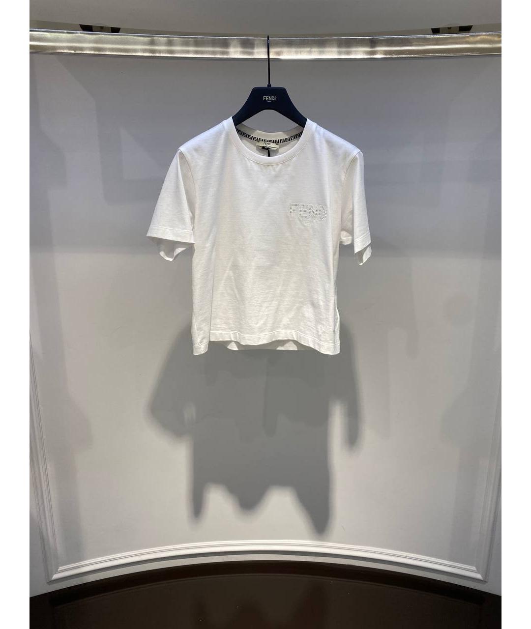 FENDI Белая хлопковая футболка, фото 3