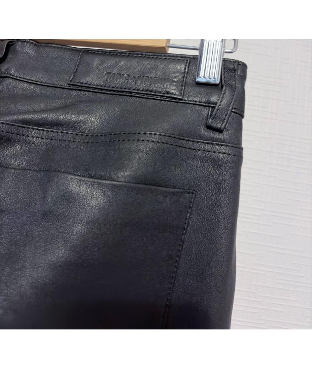 ZADIG & VOLTAIRE Черные кожаные брюки узкие, фото 4