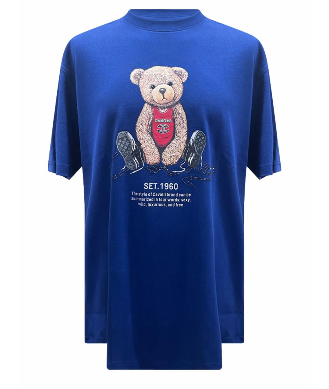 CAVALLI CLASS Синяя хлопковая футболка, фото 1