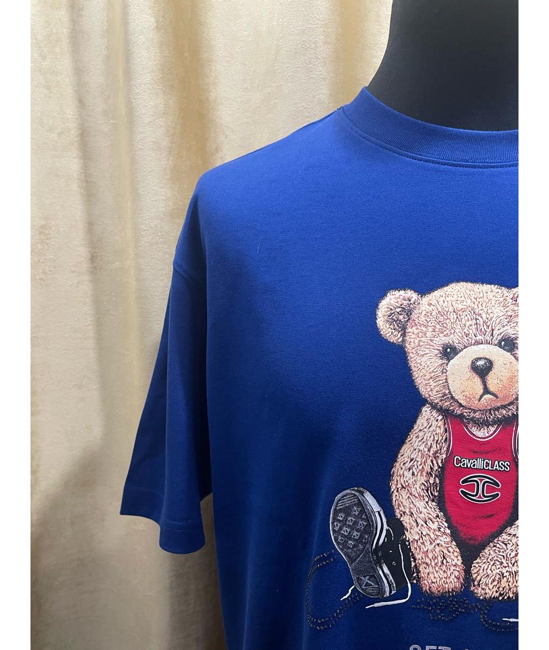 CAVALLI CLASS Синяя хлопковая футболка, фото 4
