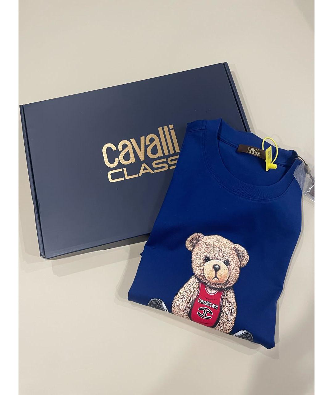 CAVALLI CLASS Синяя хлопковая футболка, фото 6