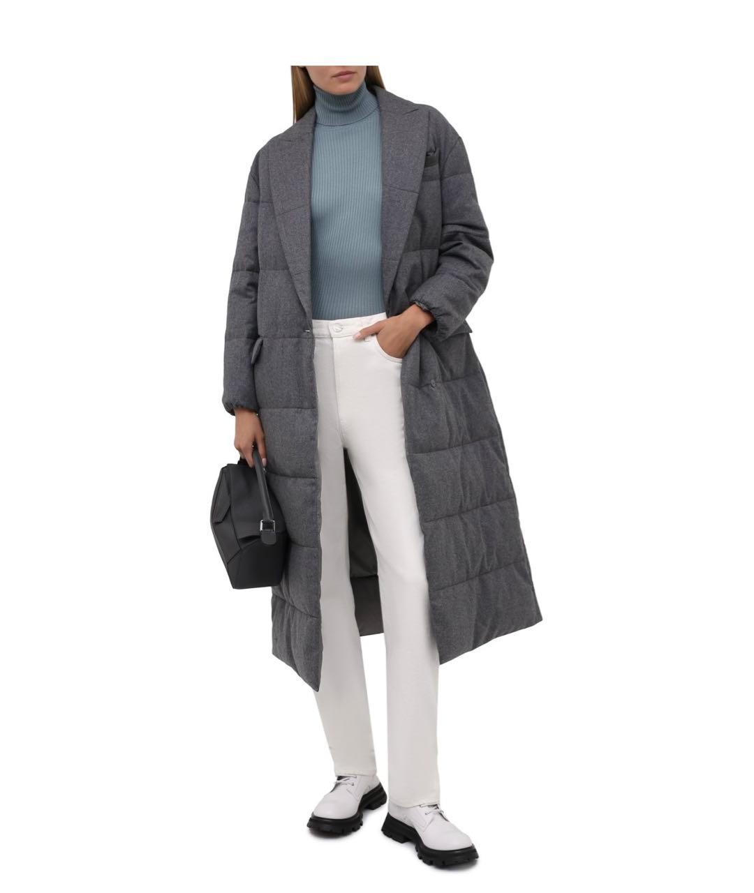 BRUNELLO CUCINELLI Серый шерстяной пуховик, фото 5