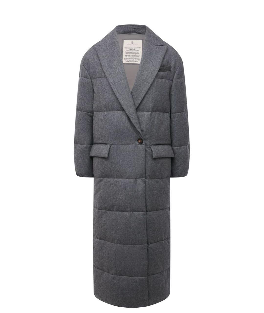 BRUNELLO CUCINELLI Серый шерстяной пуховик, фото 1