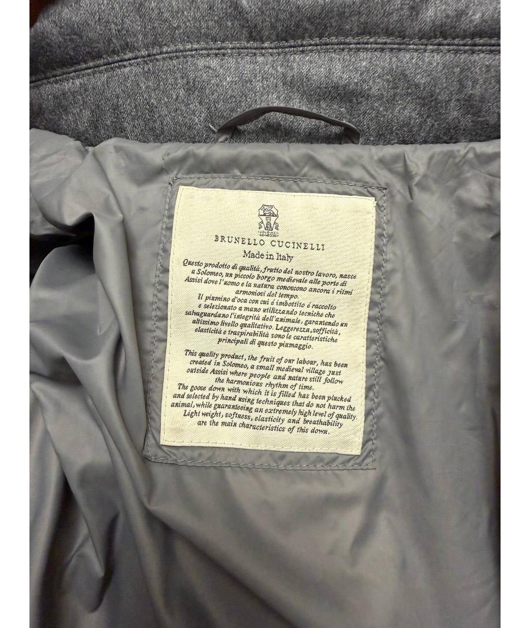 BRUNELLO CUCINELLI Серый шерстяной пуховик, фото 3