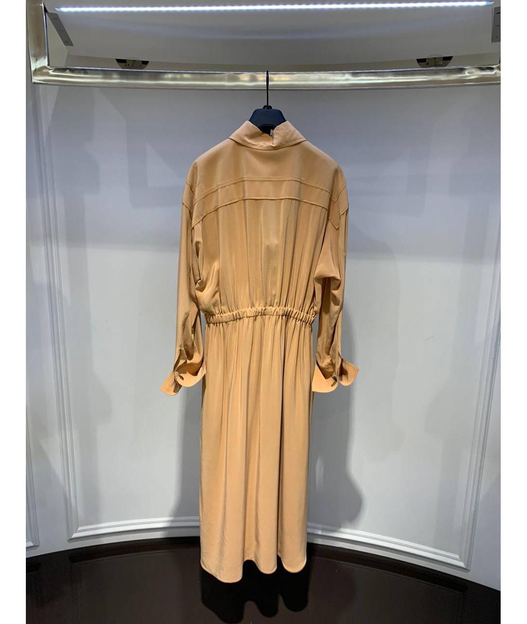 FENDI Бежевое шелковое повседневное платье, фото 2