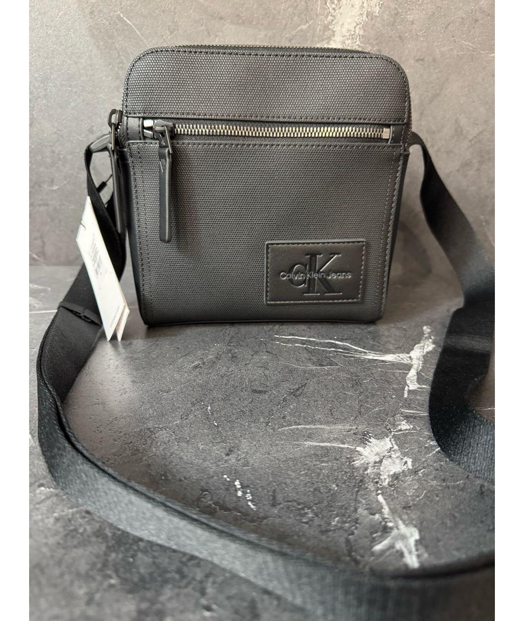 CALVIN KLEIN Антрацитовая сумка на плечо из искусственной кожи, фото 9