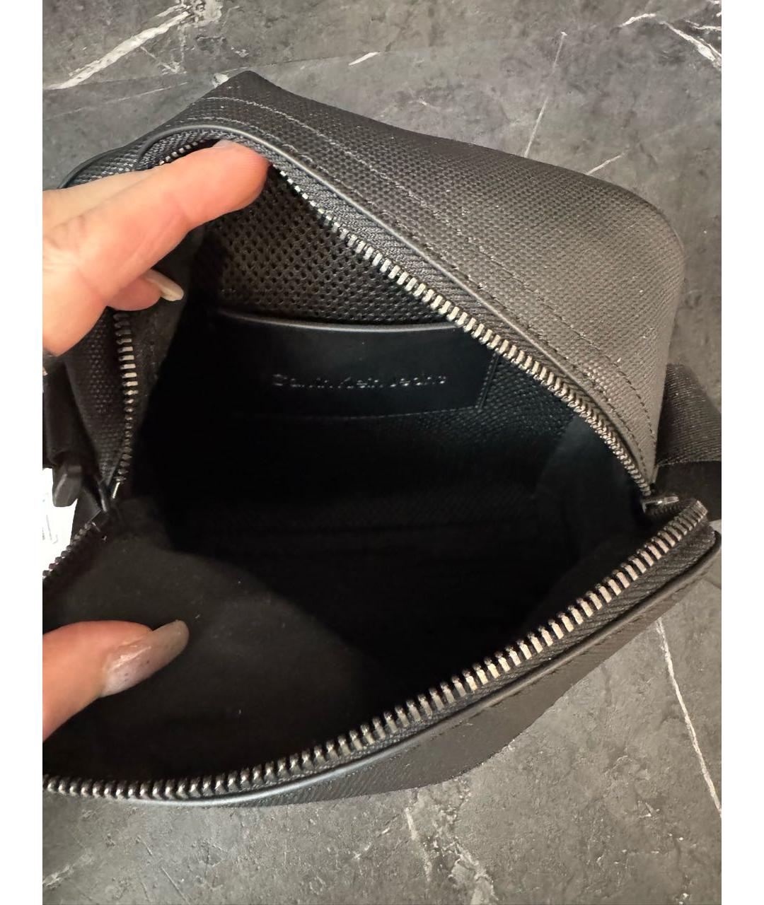 CALVIN KLEIN Антрацитовая сумка на плечо из искусственной кожи, фото 4