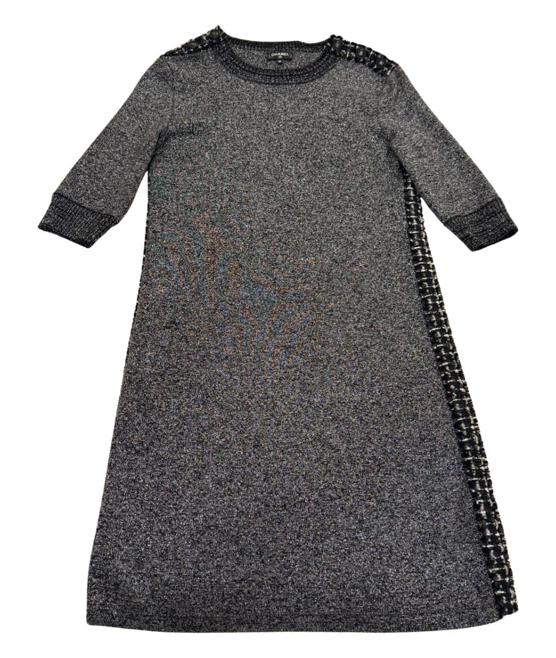 CHANEL Антрацитовое шерстяное повседневное платье, фото 1