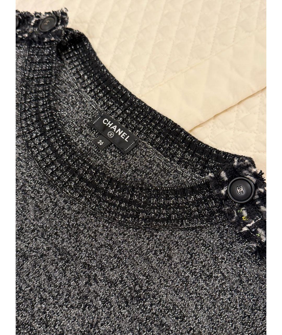 CHANEL Антрацитовое шерстяное повседневное платье, фото 3