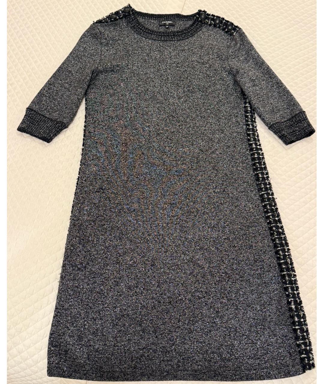 CHANEL Антрацитовое шерстяное повседневное платье, фото 9