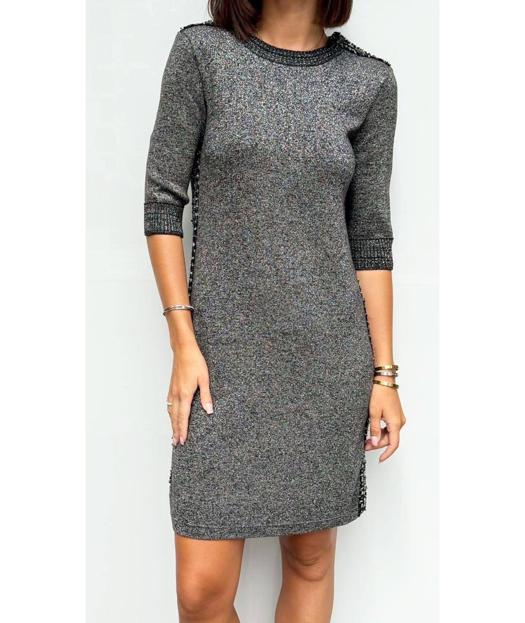 CHANEL Антрацитовое шерстяное повседневное платье, фото 5