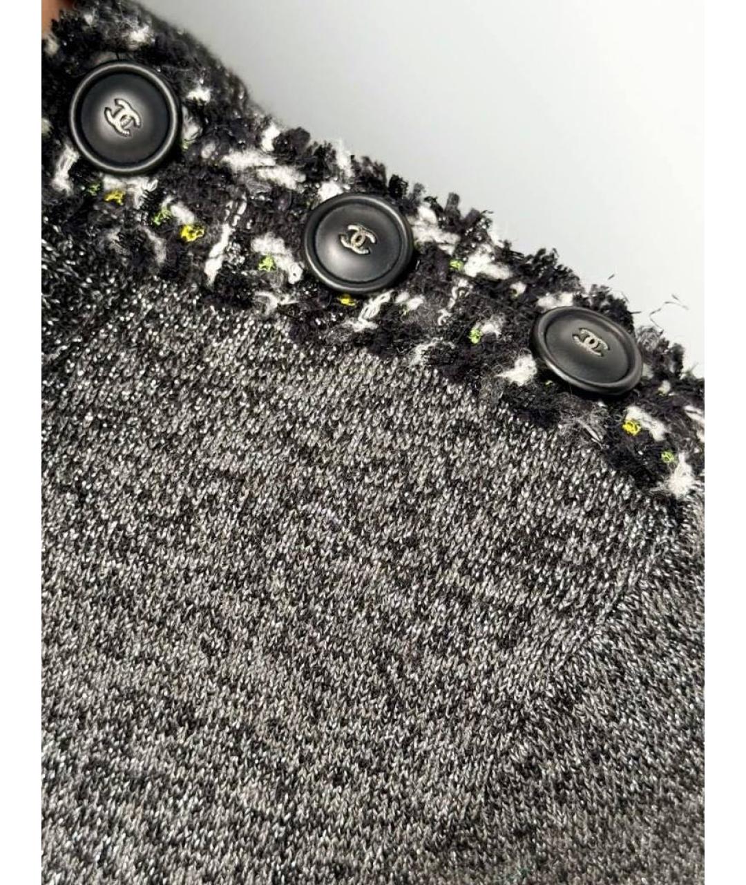 CHANEL Антрацитовое шерстяное повседневное платье, фото 8