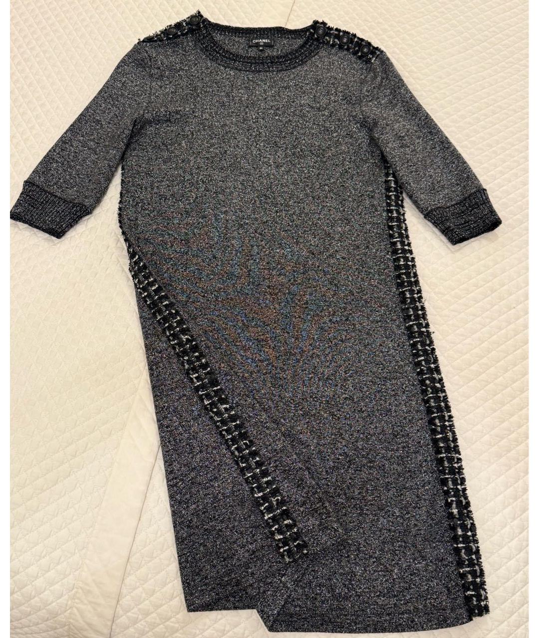 CHANEL Антрацитовое шерстяное повседневное платье, фото 2