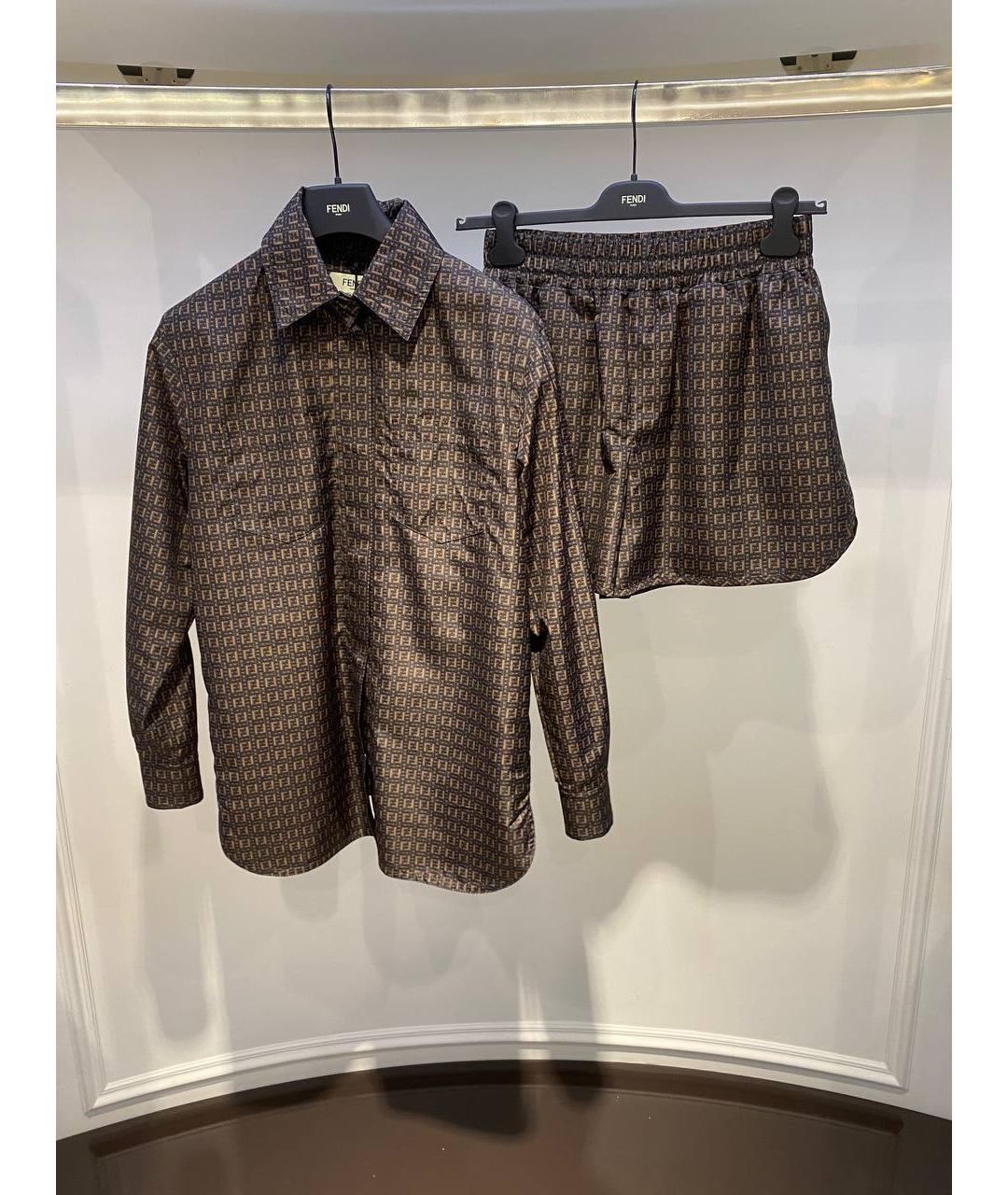 FENDI Коричневая полиэстеровая рубашка, фото 3