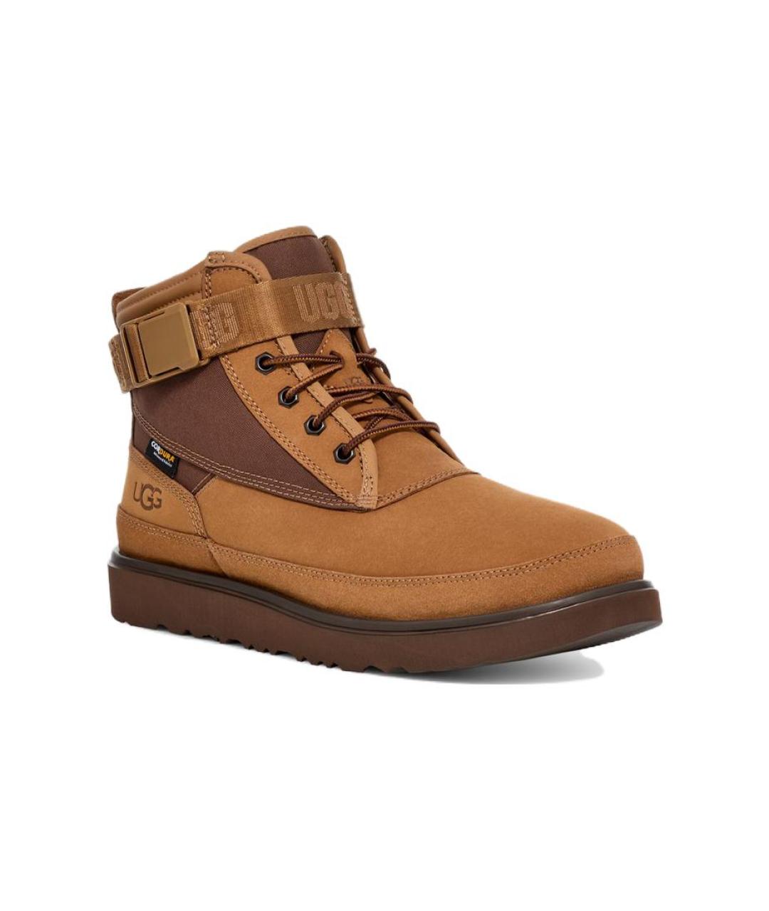 UGG Коричневые нубуковые высокие ботинки, фото 3