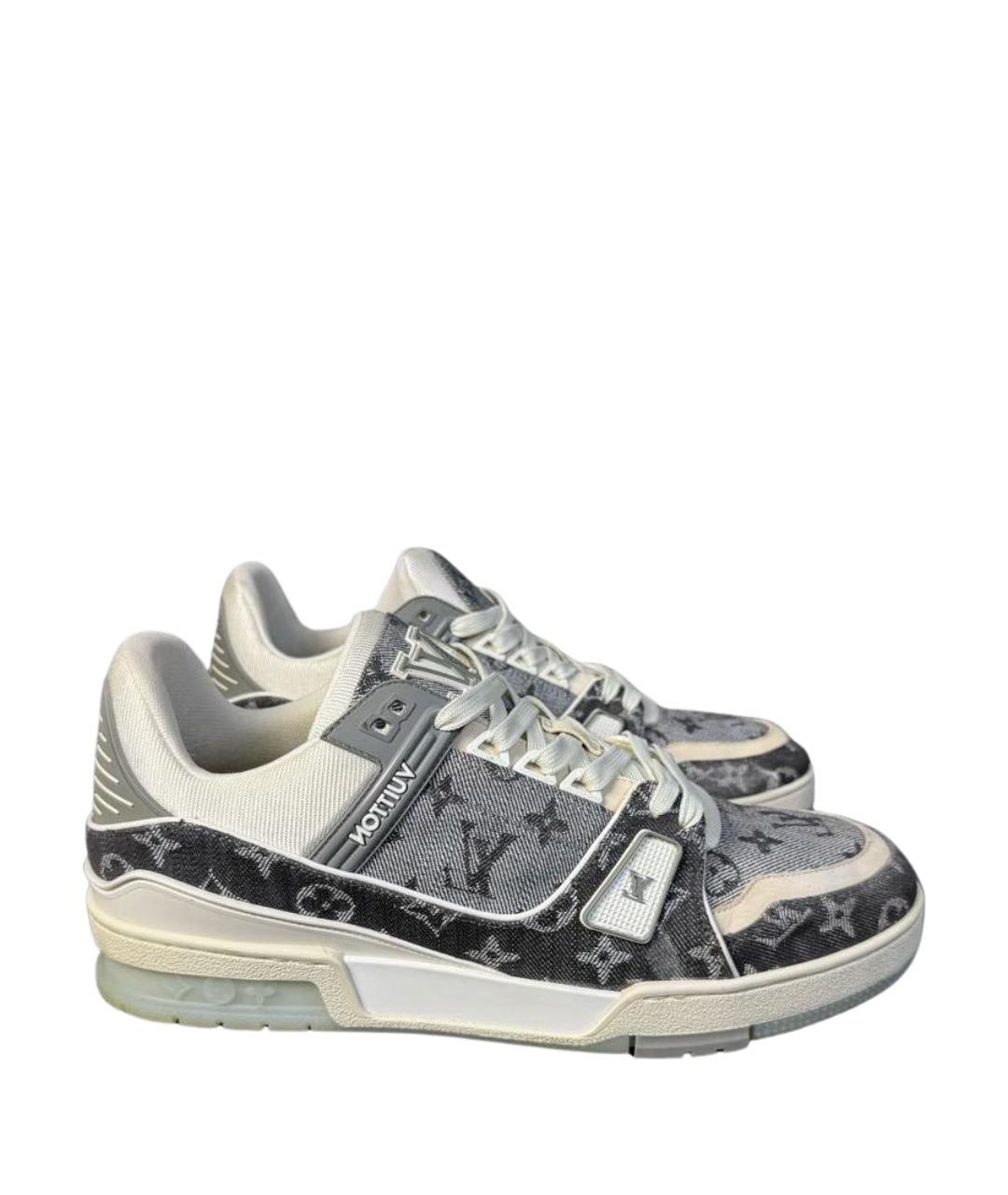 LOUIS VUITTON Серые кожаные высокие кроссовки / кеды, фото 1