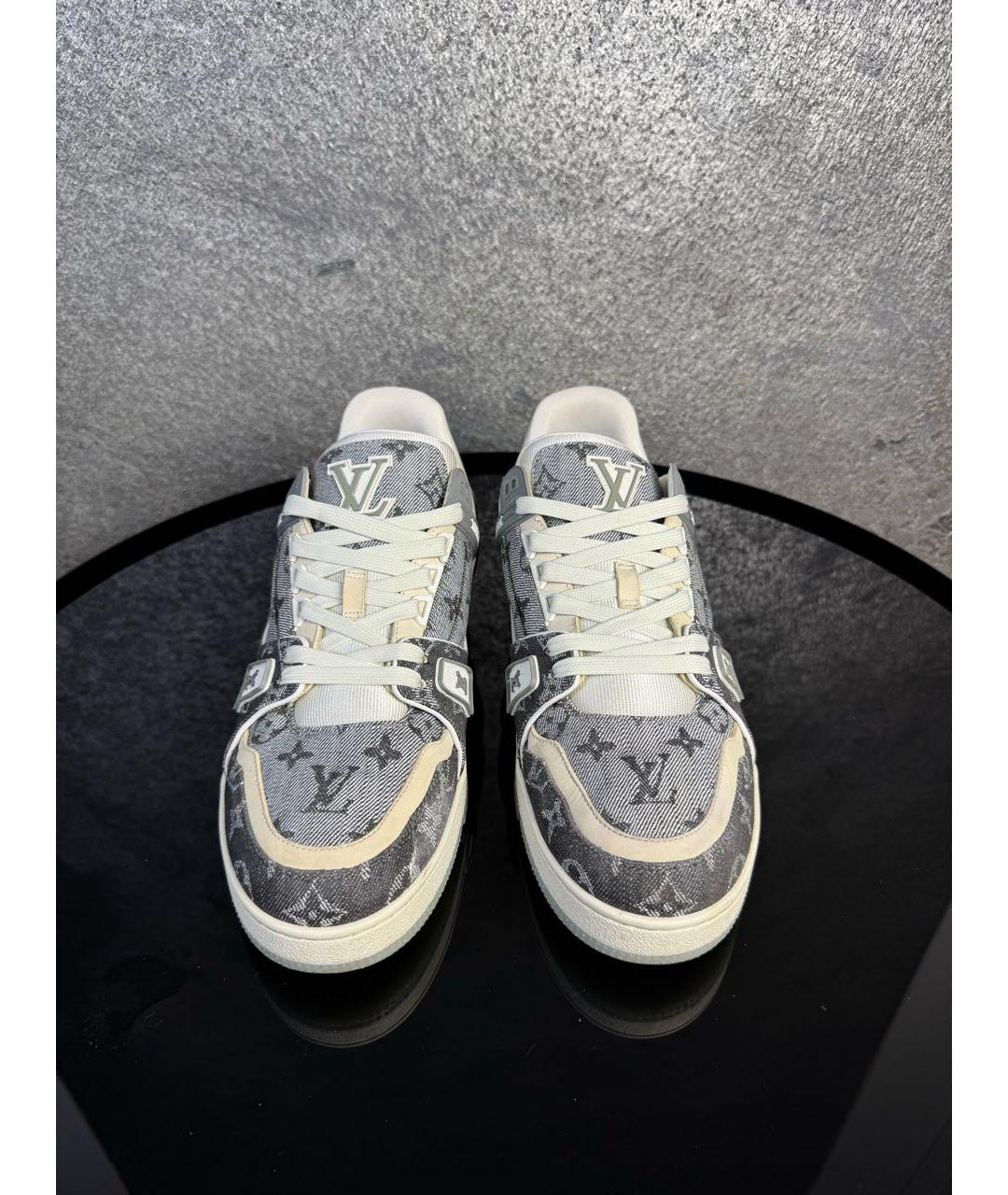 LOUIS VUITTON Серые кожаные высокие кроссовки / кеды, фото 2