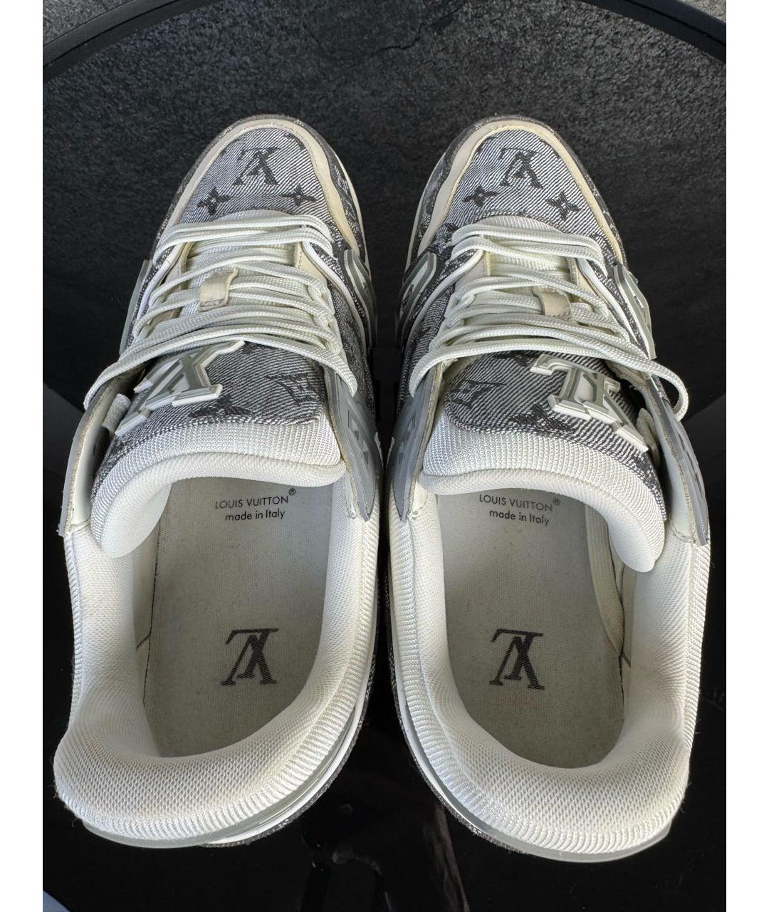 LOUIS VUITTON Серые кожаные высокие кроссовки / кеды, фото 3