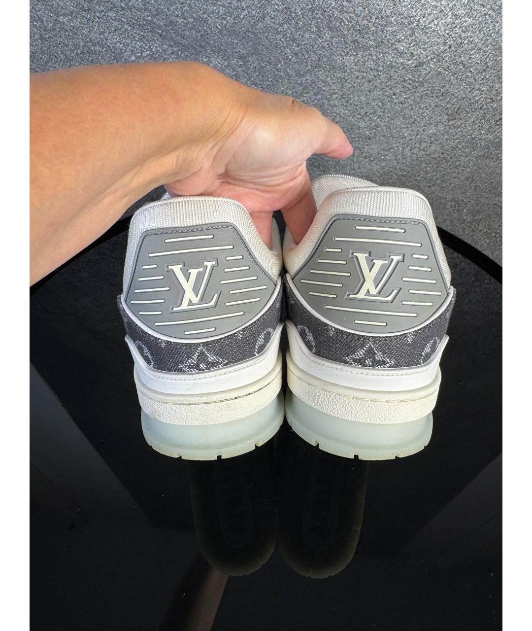 LOUIS VUITTON Серые кожаные высокие кроссовки / кеды, фото 4