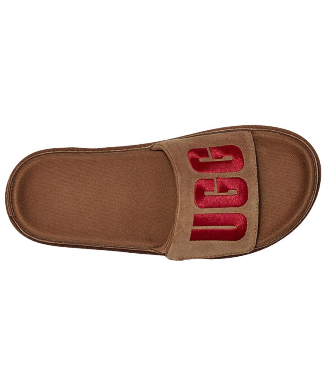 UGG AUSTRALIA Коричневые нубуковые шлепанцы, фото 5