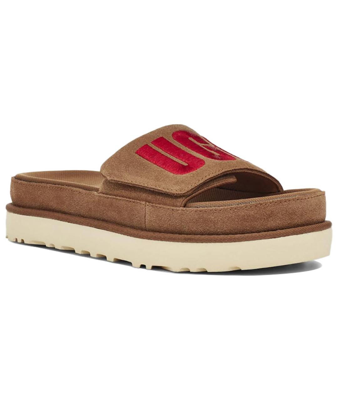 UGG AUSTRALIA Коричневые нубуковые шлепанцы, фото 3