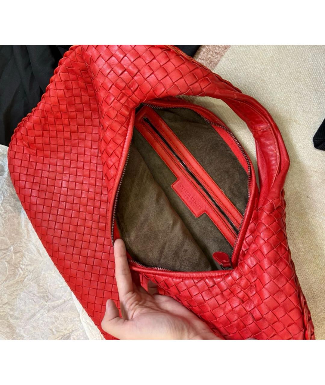 BOTTEGA VENETA Красная кожаная сумка тоут, фото 4