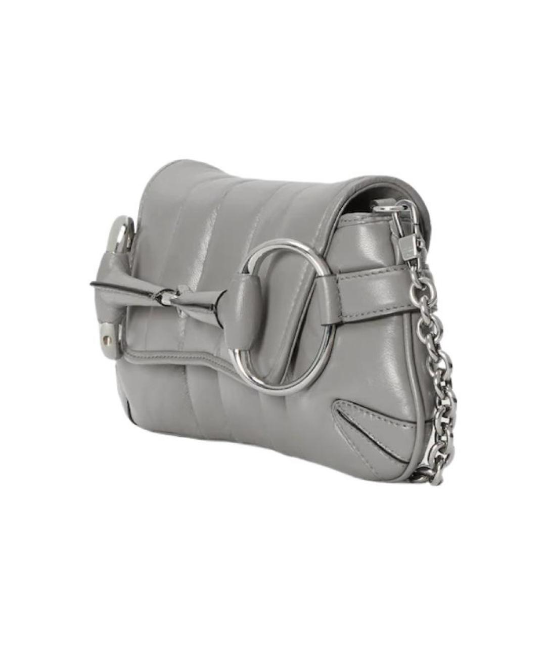GUCCI Серая кожаная сумка через плечо, фото 4
