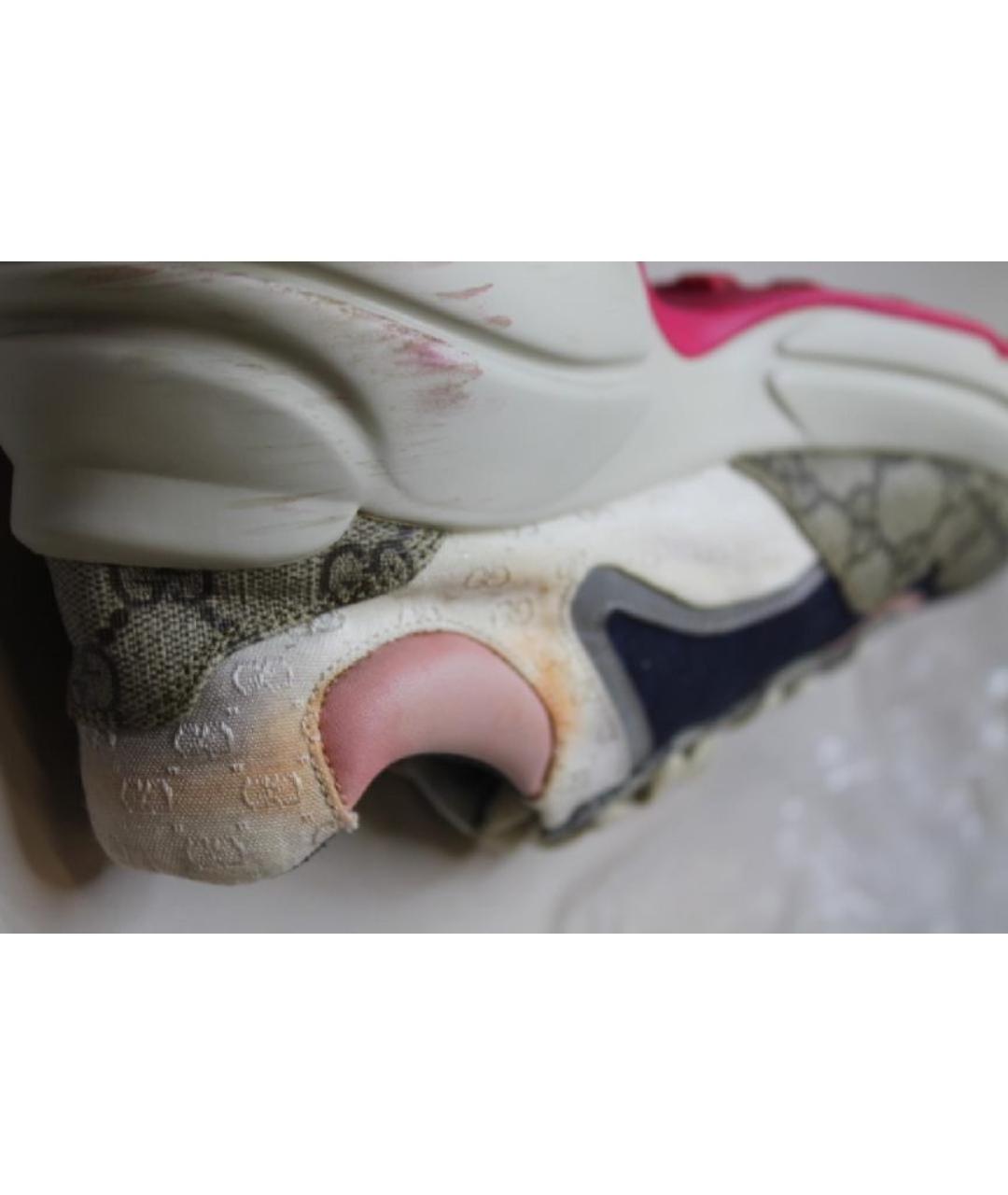 GUCCI Бежевые кожаные кроссовки, фото 8